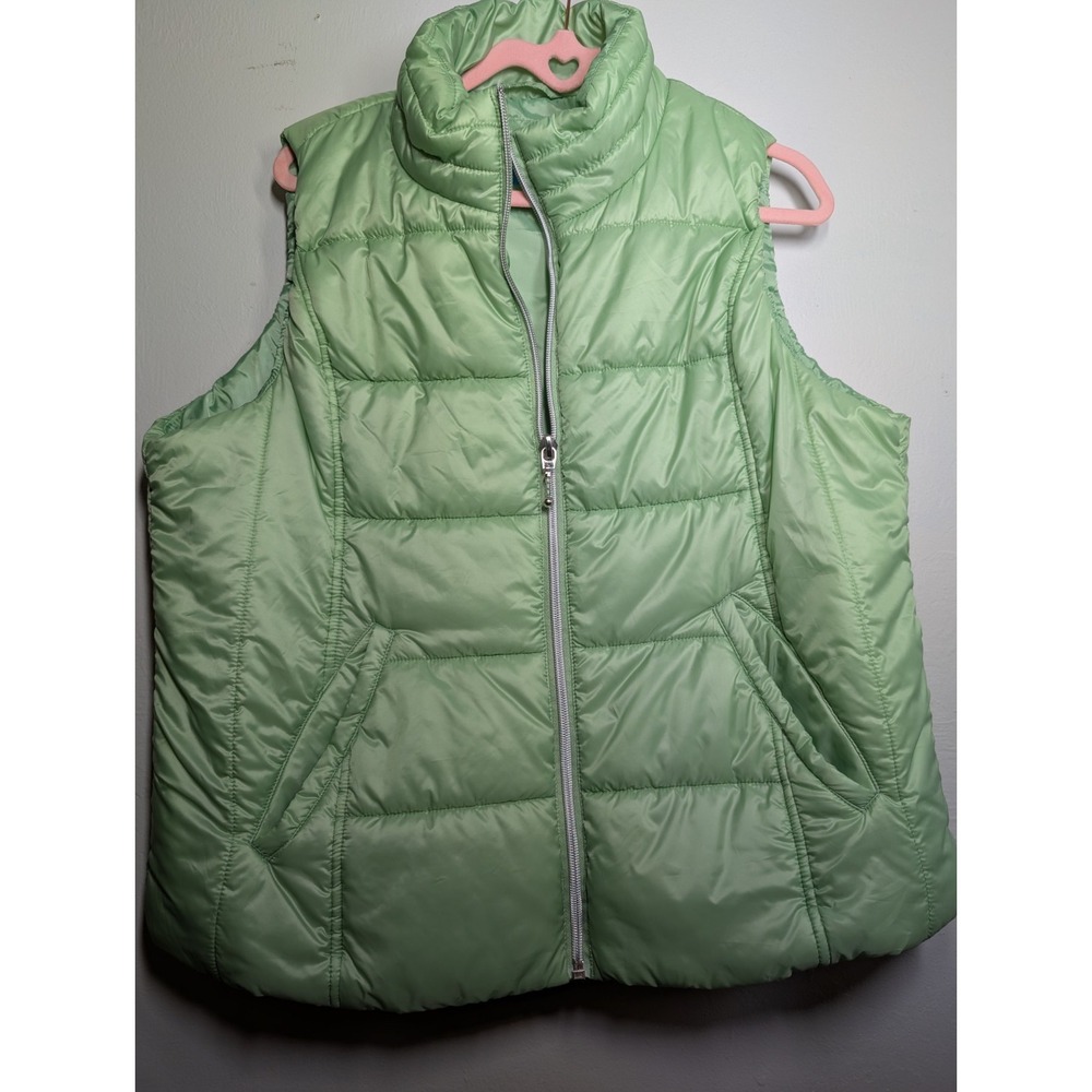 ANORAK Women's Chevron Puffer Vest In Lime‎ Green Size Large Packable